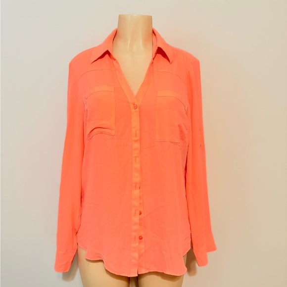Women's Coral Button-Up Blouse - Picture 1 of 10